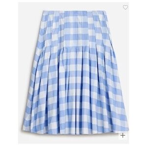 NWT J. Crew Pleated cotton poplin midi skirt in Bristow gingham size 0